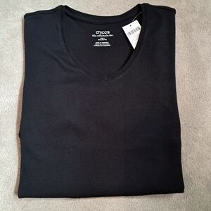 Women's Plus Sizw Chico's Black V-Neck Top| Size 3
